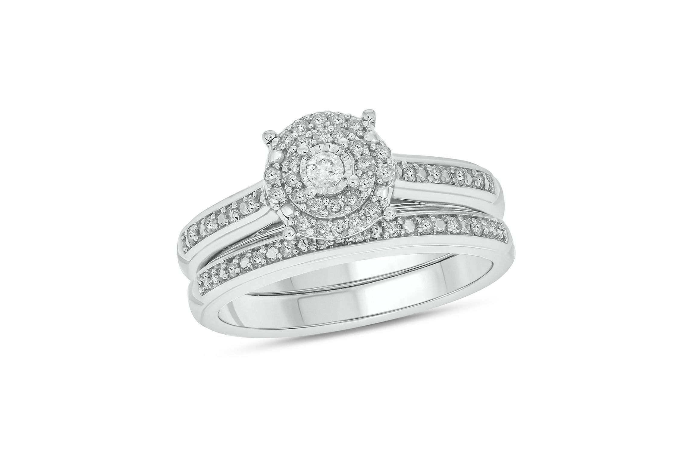 1/4 ct. t.w. Diamond with Miracle Plate Bridal Ring in Sterling Silver