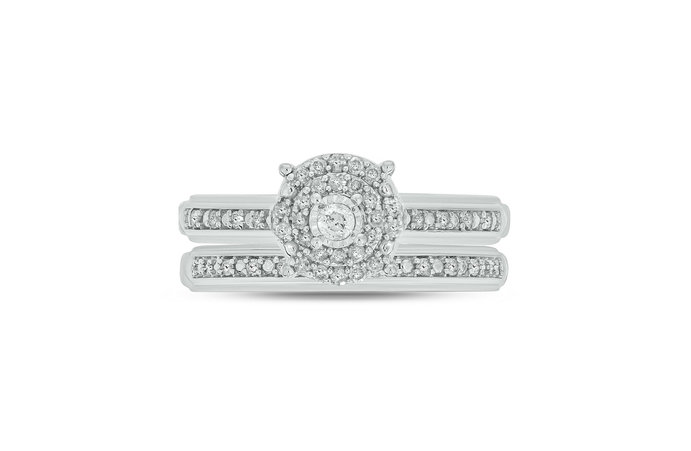 1/4 ct. t.w. Diamond with Miracle Plate Bridal Ring in Sterling Silver