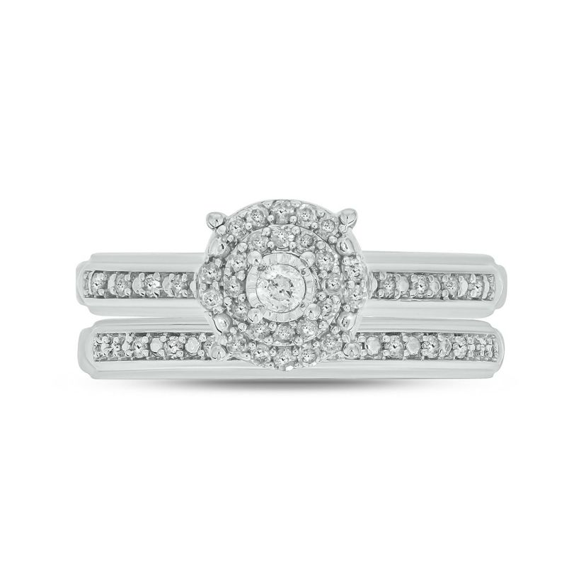 1/4 ct. t.w. Diamond with Miracle Plate Bridal Ring in Sterling Silver