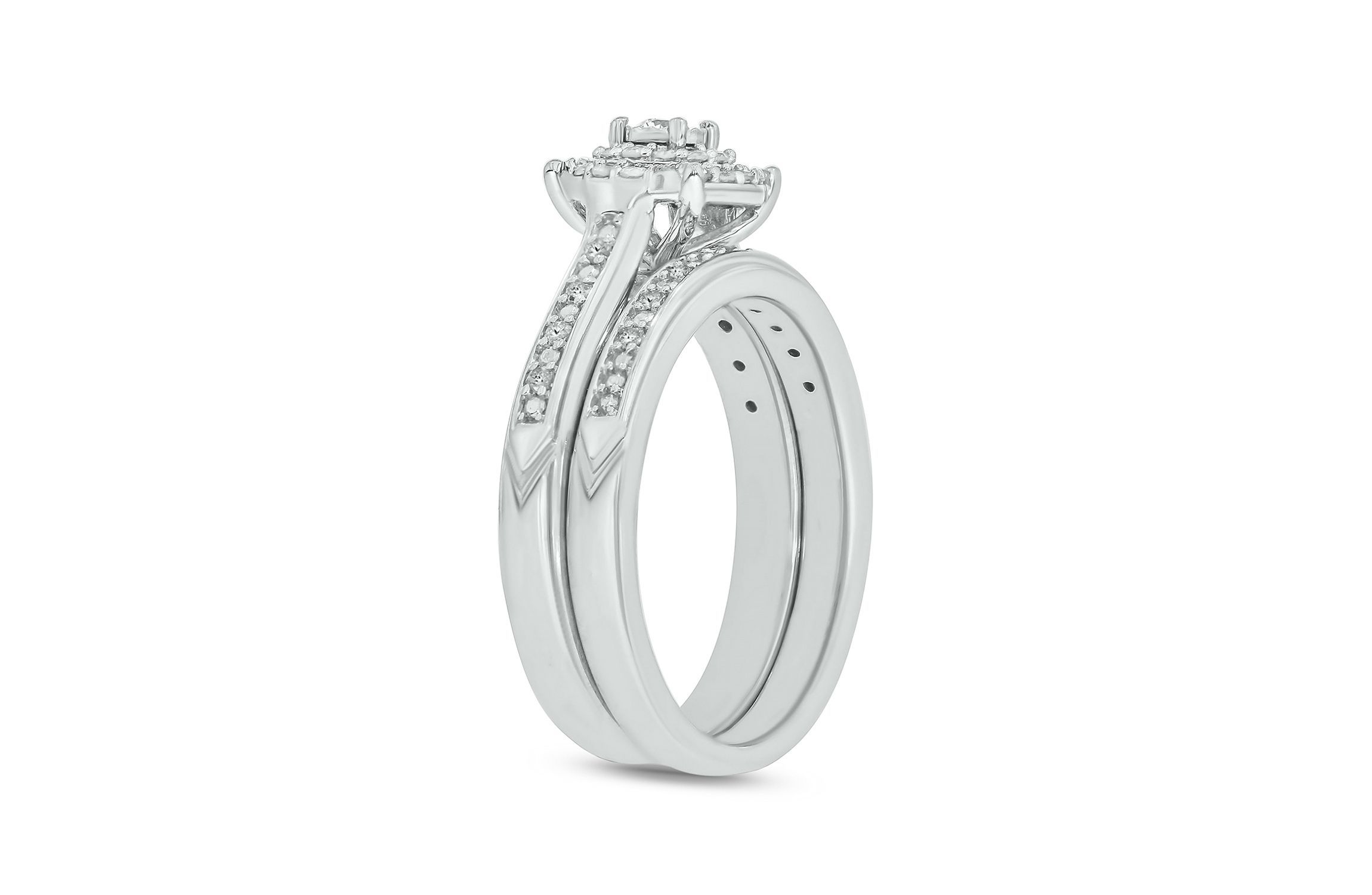 1/4 ct. t.w. Diamond with Miracle Plate Bridal Ring in Sterling Silver