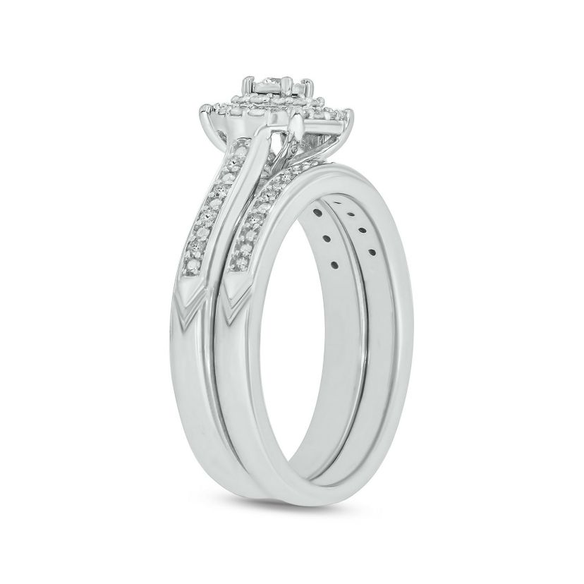 1/4 ct. t.w. Diamond with Miracle Plate Bridal Ring in Sterling Silver