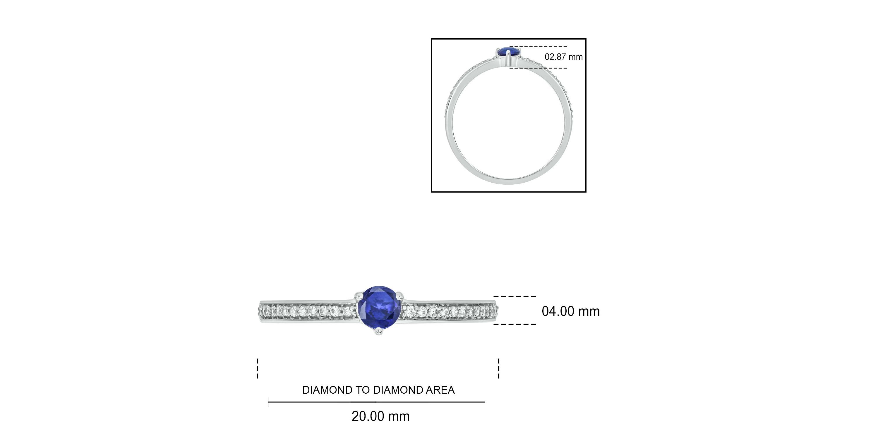 1/10 ct. t.w. Diamond and 1/5 ct. t.w. Natural Blue Sapphir Color Stone Promise Ring In 10K White Gold