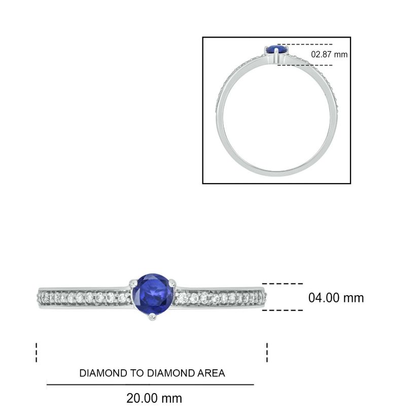 1/10 ct. t.w. Diamond and 1/5 ct. t.w. Natural Blue Sapphir Color Stone Promise Ring In 10K White Gold