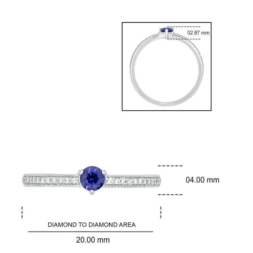 1/10 ct. t.w. Diamond and 1/5 ct. t.w. Natural Blue Sapphir Color Stone Promise Ring In 10K White Gold