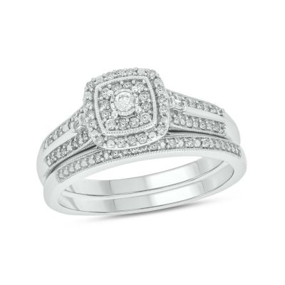 Belk & Co 1/3 Ct. T.w. Diamond Miracle Plate Bridal Ring In Sterling Silver