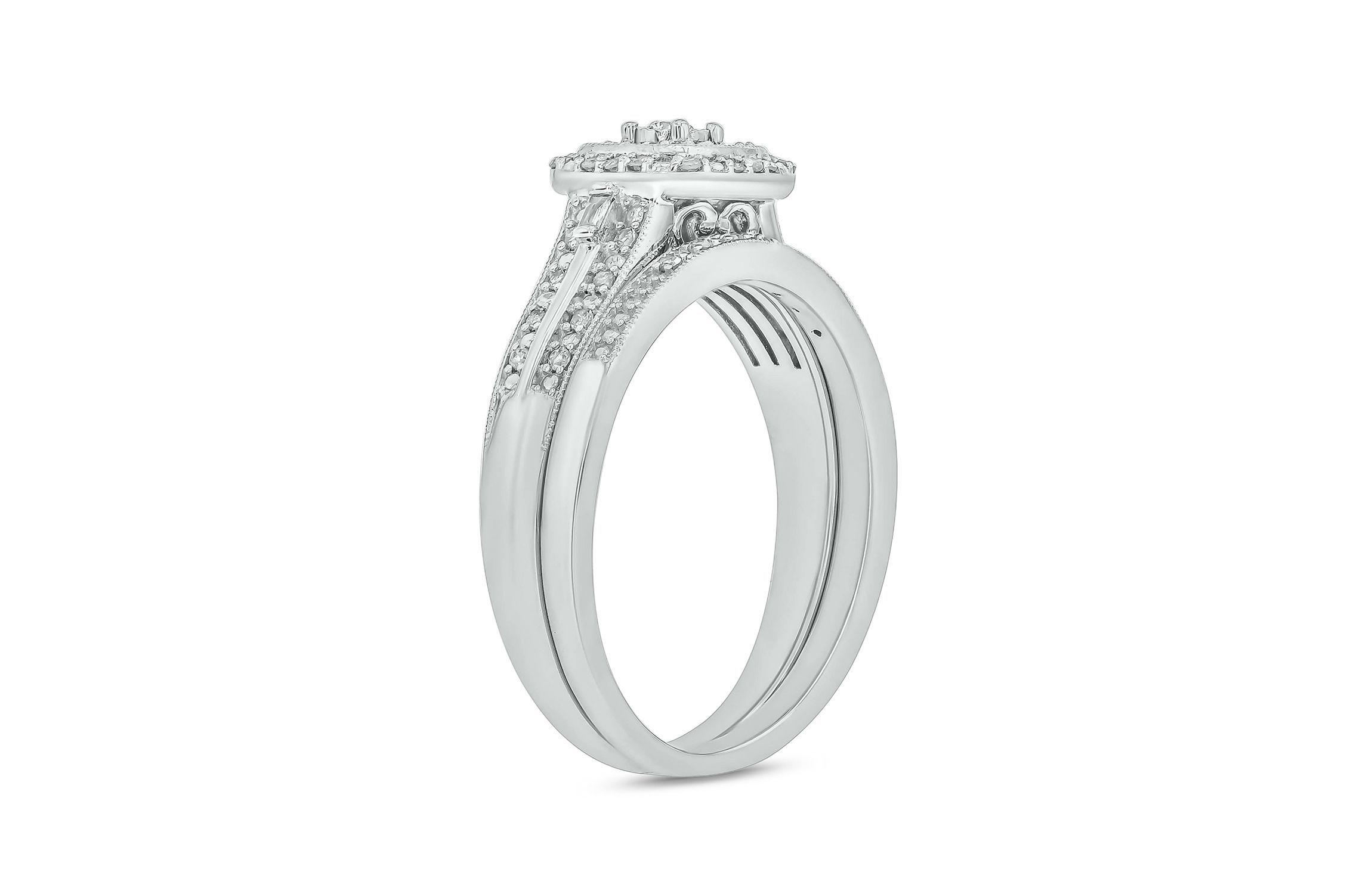 1/3 ct. t.w. Diamond Miracle Plate Bridal Ring in Sterling Silver