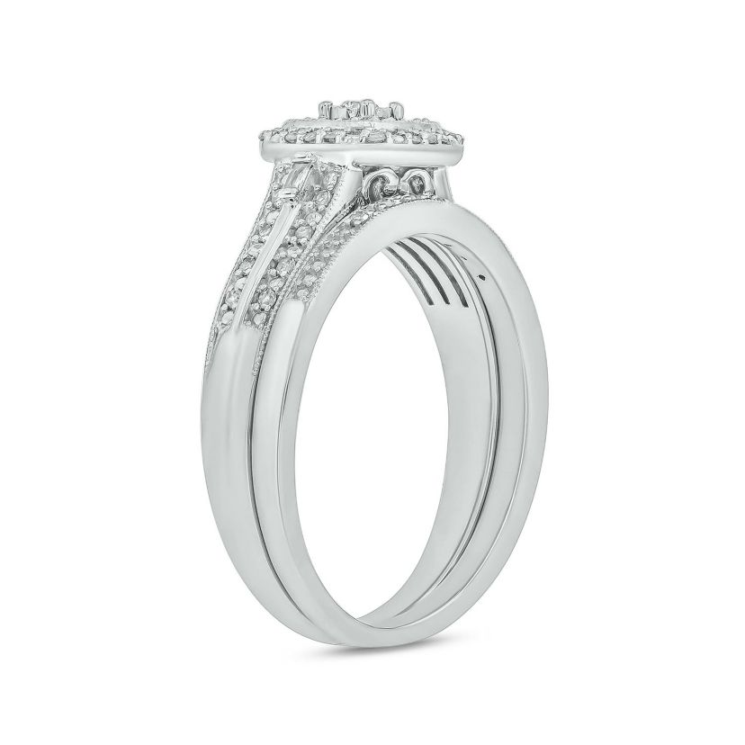 1/3 ct. t.w. Diamond Miracle Plate Bridal Ring in Sterling Silver