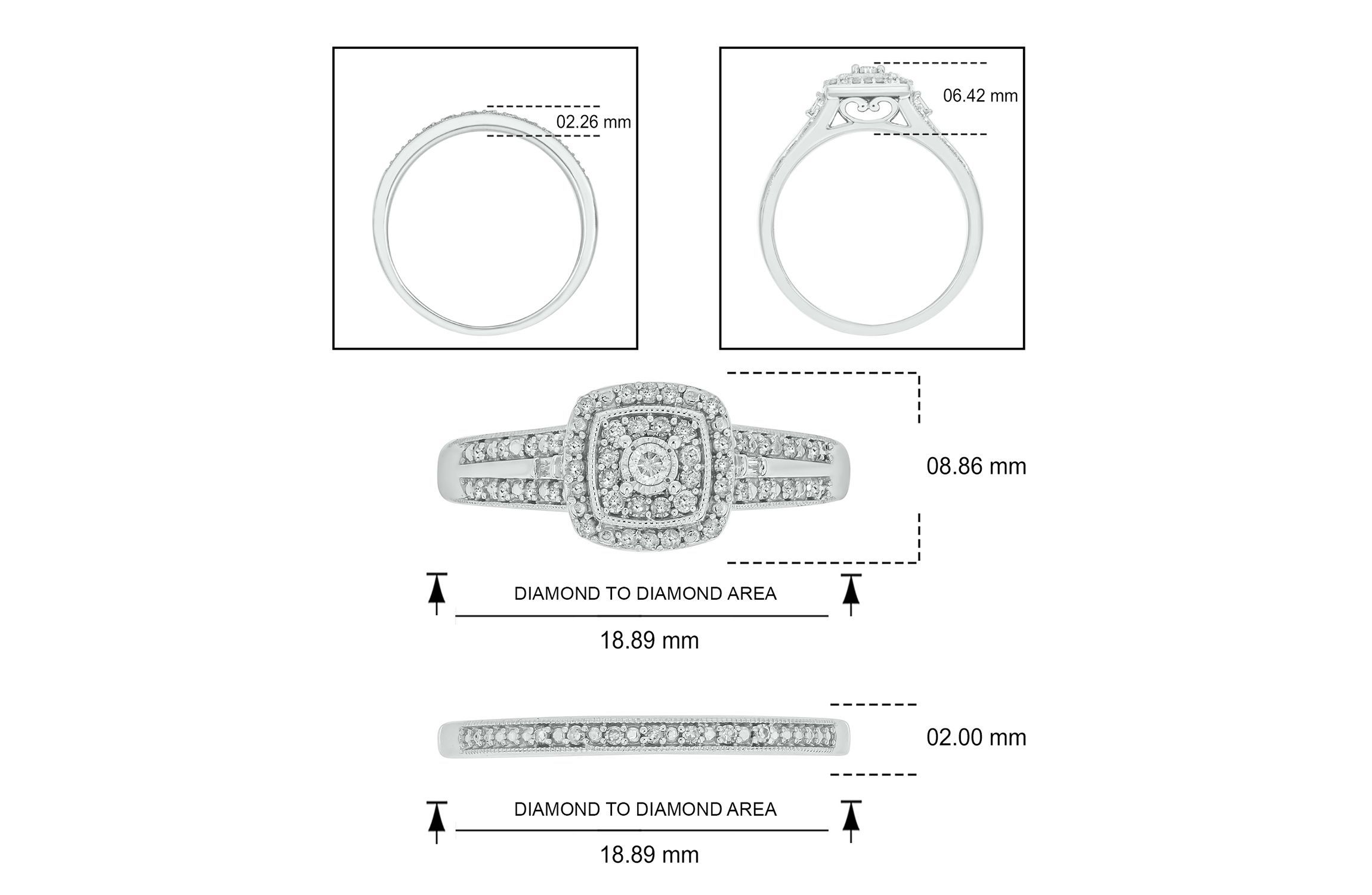 1/3 ct. t.w. Diamond Miracle Plate Bridal Ring in Sterling Silver