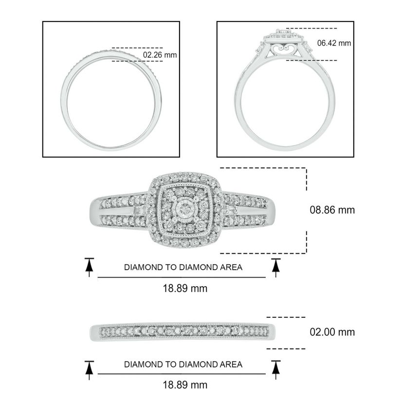 1/3 ct. t.w. Diamond Miracle Plate Bridal Ring in Sterling Silver