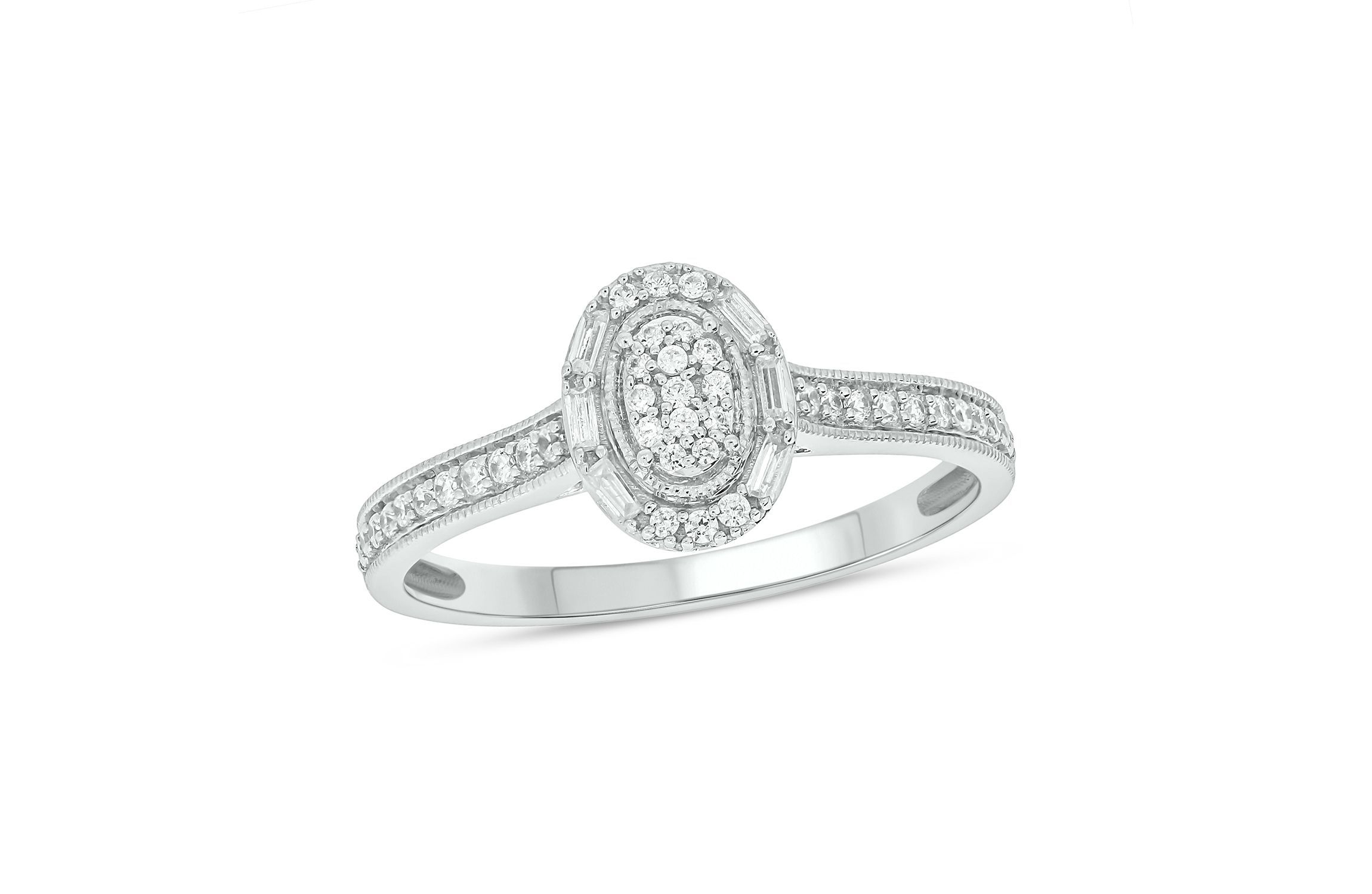 1/4 ct. t.w. Diamond Oval Promise Ring In Sterling Silver