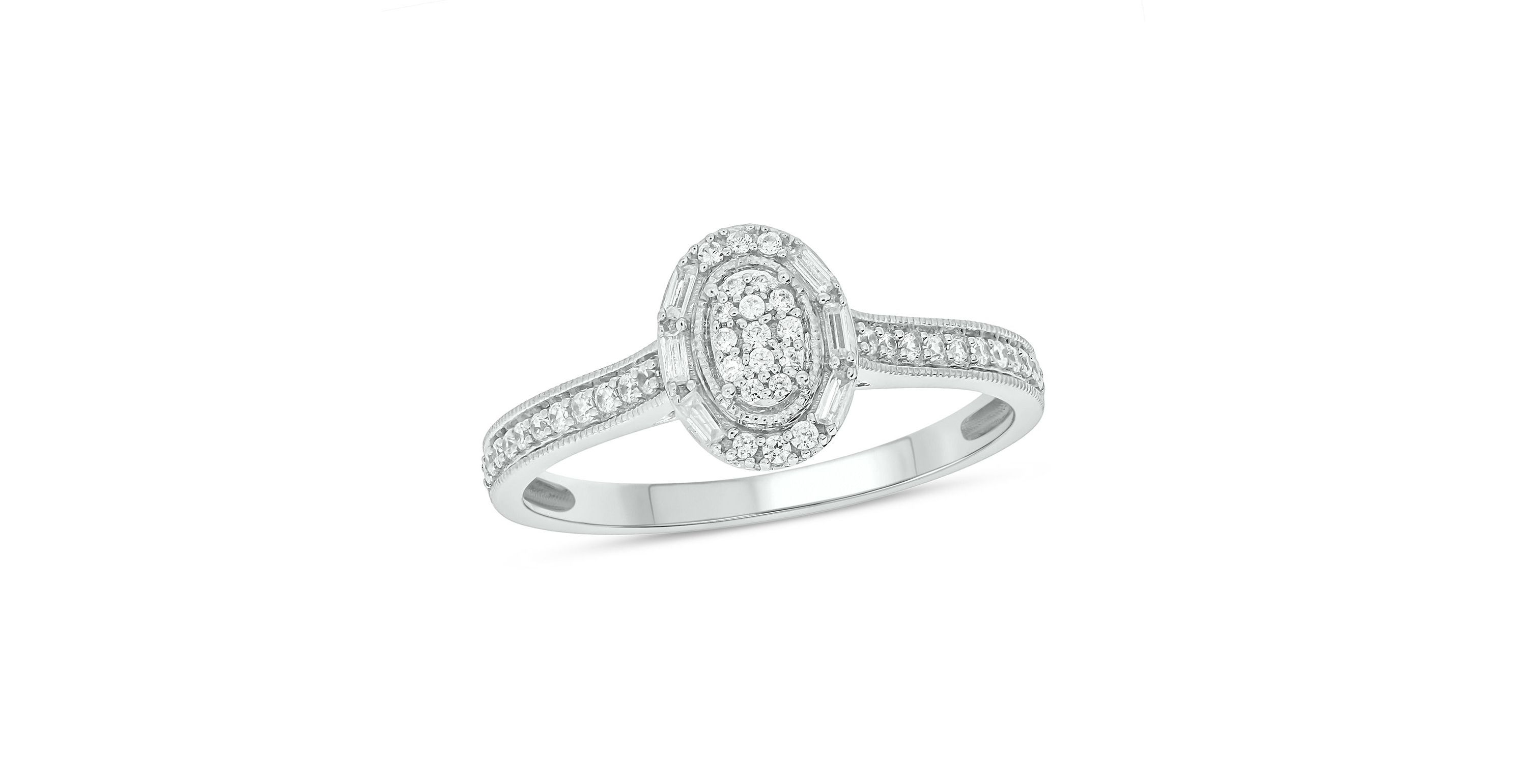 1/4 ct. t.w. Diamond Oval Promise Ring In Sterling Silver