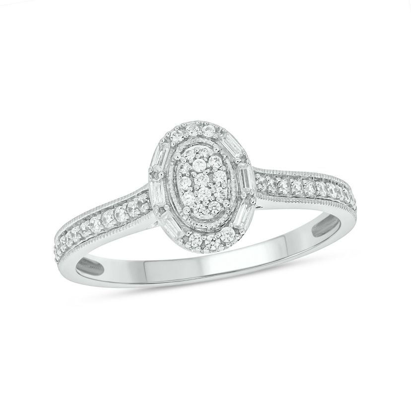 1/4 ct. t.w. Diamond Oval Promise Ring In Sterling Silver