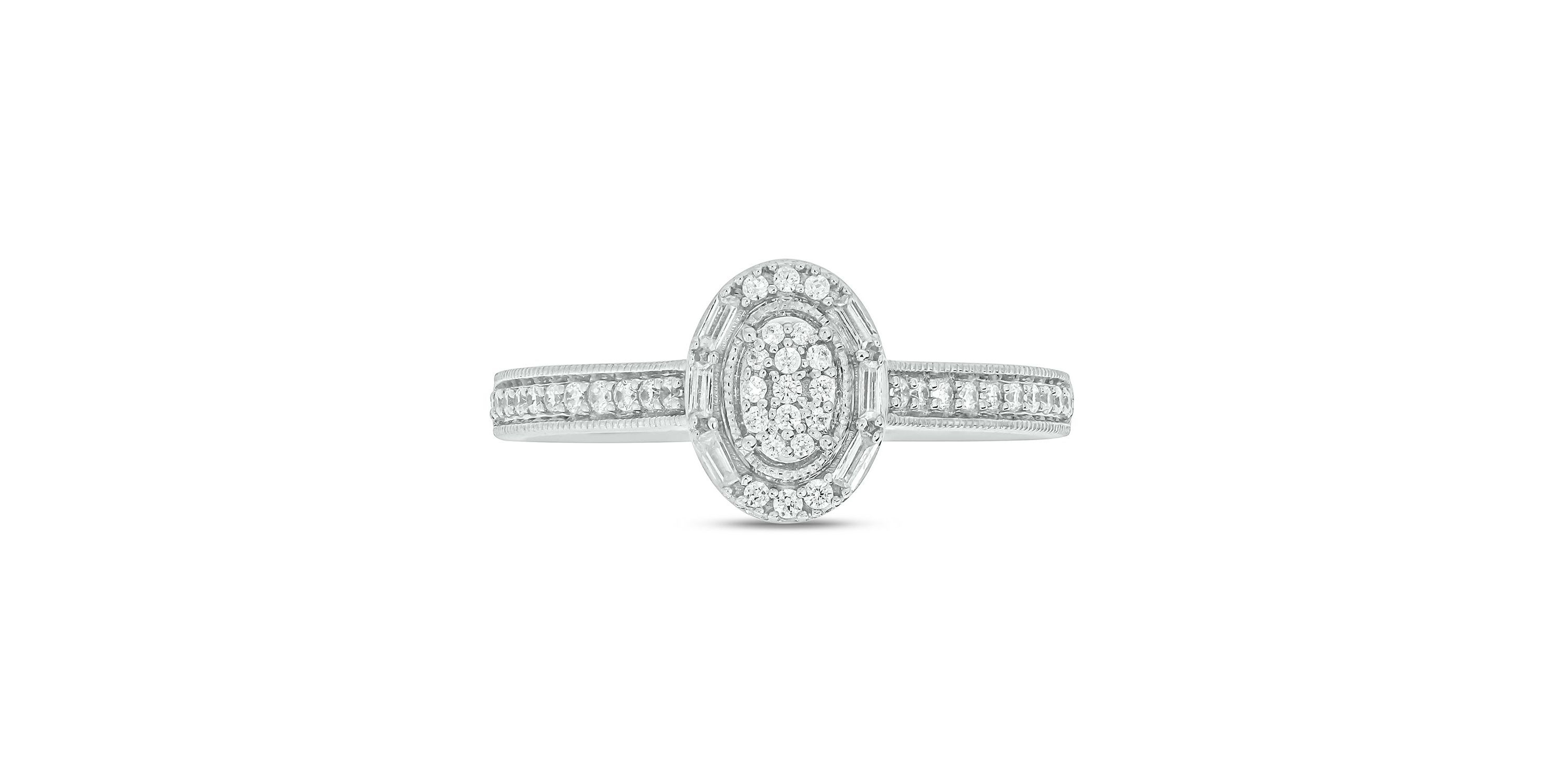 1/4 ct. t.w. Diamond Oval Promise Ring In Sterling Silver