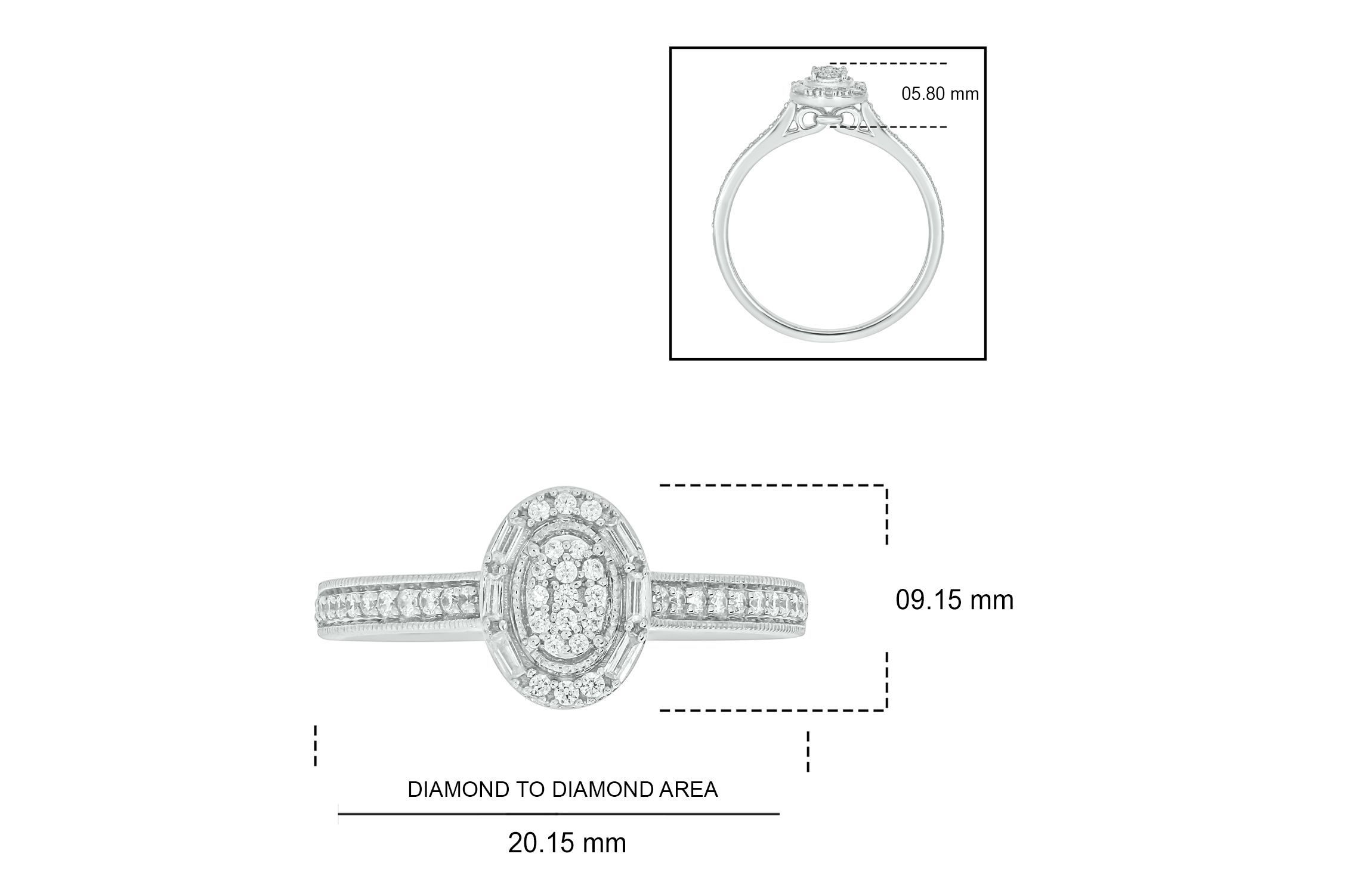 1/4 ct. t.w. Diamond Oval Promise Ring In Sterling Silver