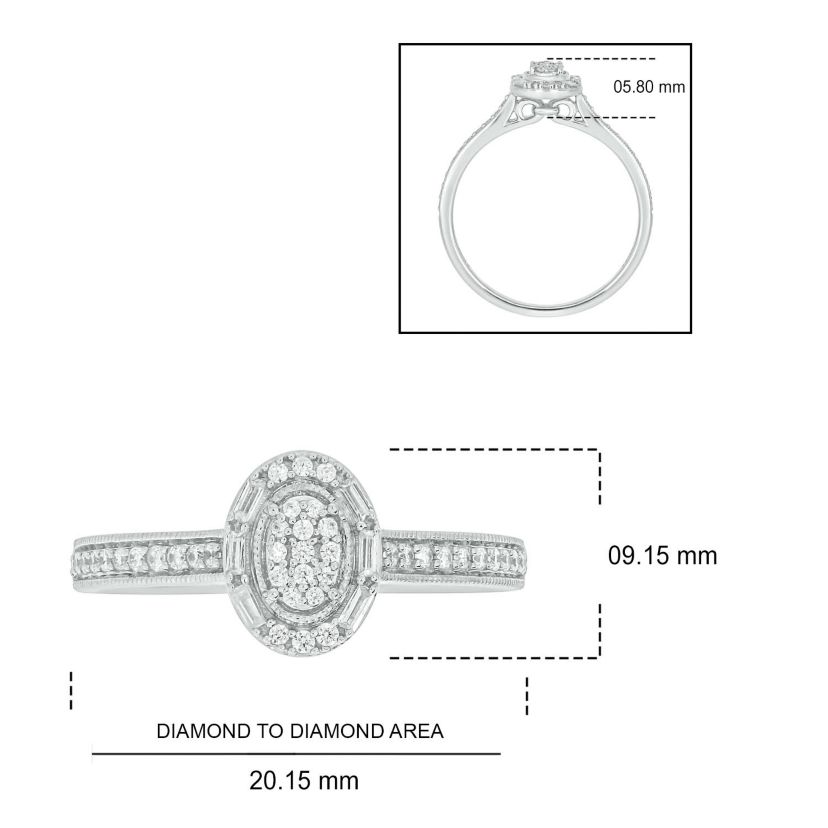 1/4 ct. t.w. Diamond Oval Promise Ring In Sterling Silver