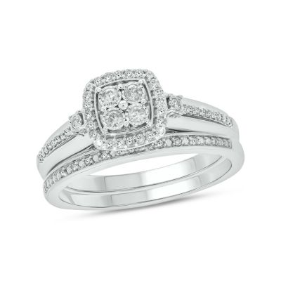 Belk & Co 1/3 Ct. T.w. Diamond Miracle Plate Bridal Ring In Sterling Silver