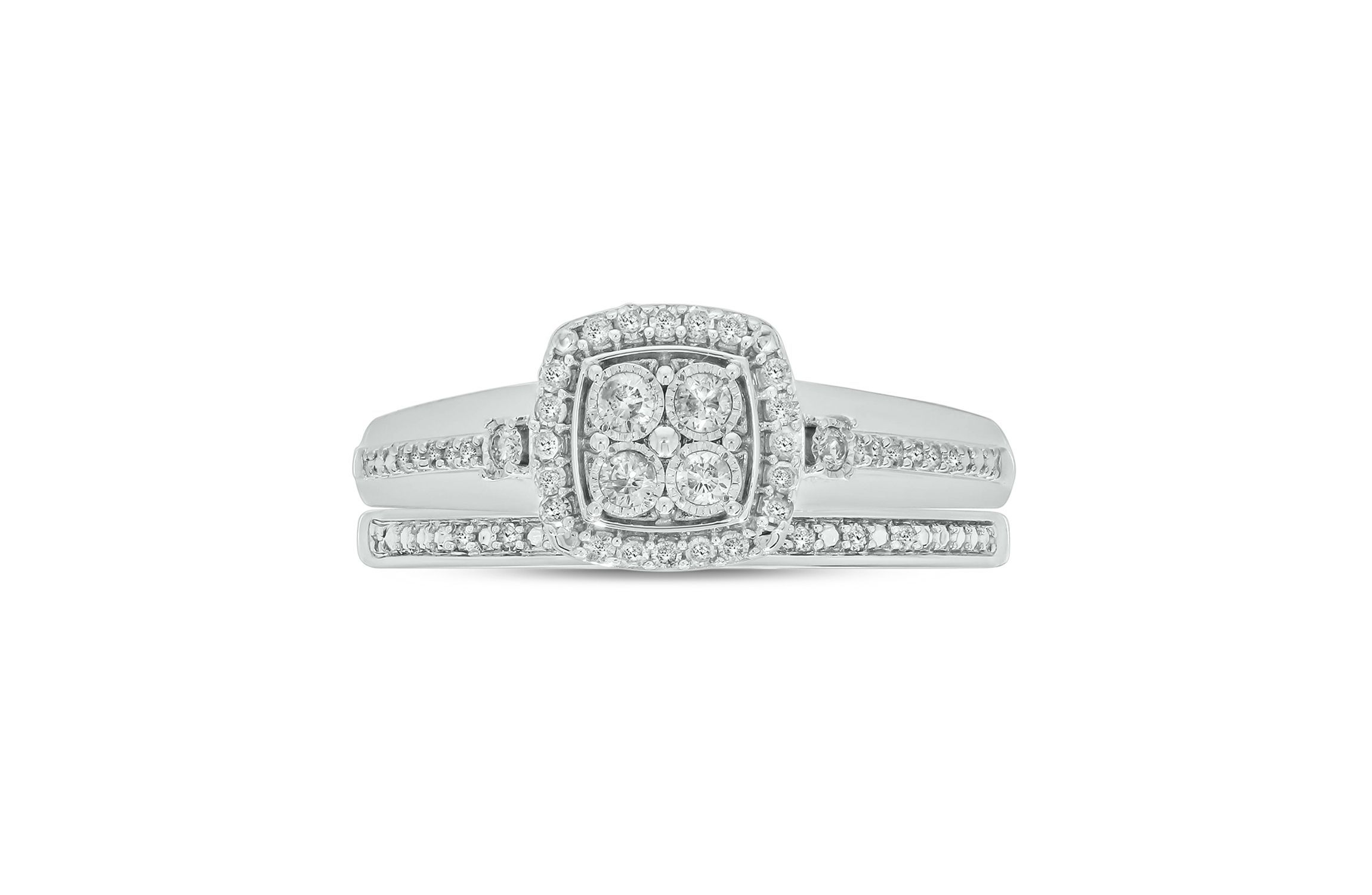 1/3 ct. t.w. Diamond Miracle Plate Bridal Ring in Sterling Silver