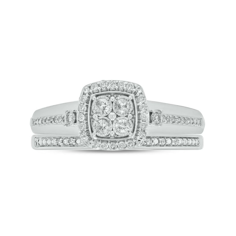 1/3 ct. t.w. Diamond Miracle Plate Bridal Ring in Sterling Silver