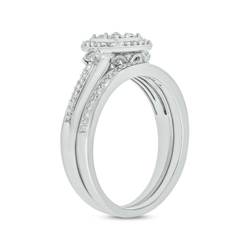 1/3 ct. t.w. Diamond Miracle Plate Bridal Ring in Sterling Silver
