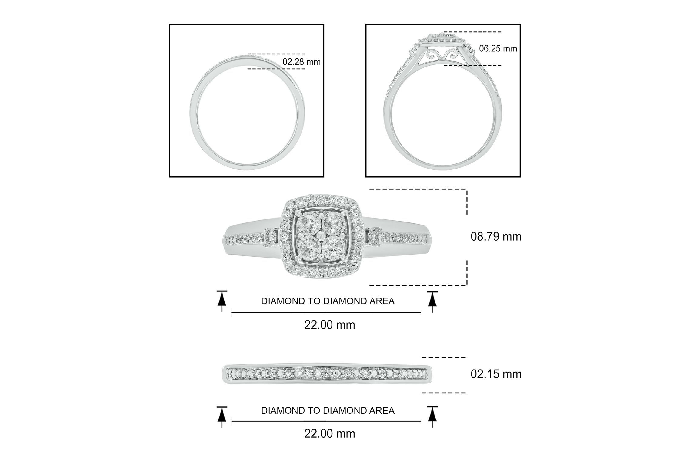 1/3 ct. t.w. Diamond Miracle Plate Bridal Ring in Sterling Silver