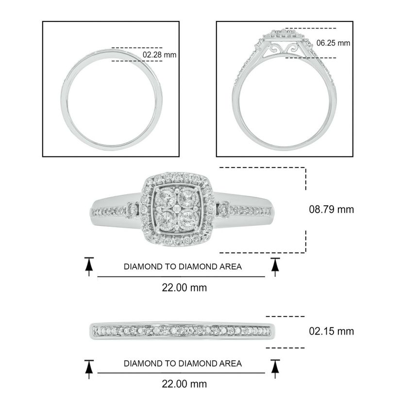 1/3 ct. t.w. Diamond Miracle Plate Bridal Ring in Sterling Silver