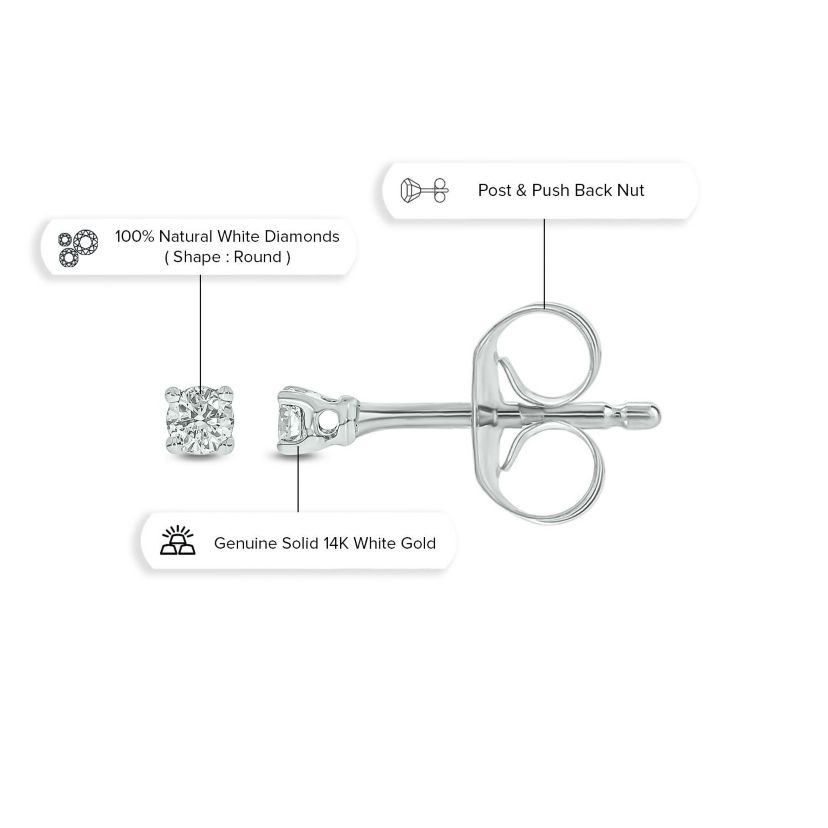 Diamond Accent Solitaire Earring In 14K Gold