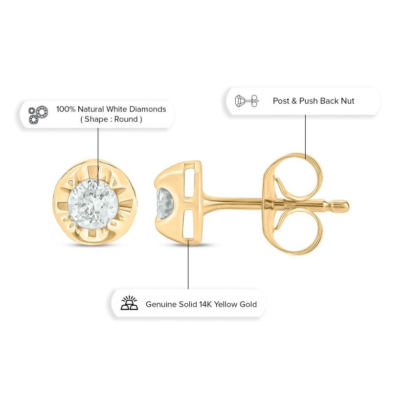 1/10 ct. t.w. Diamond Solitaire Earring In 14K Gold