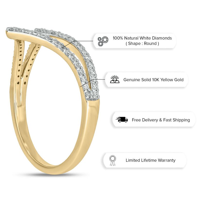 1/4 ct. t.w. Diamond Curve Ring In 10K Gold