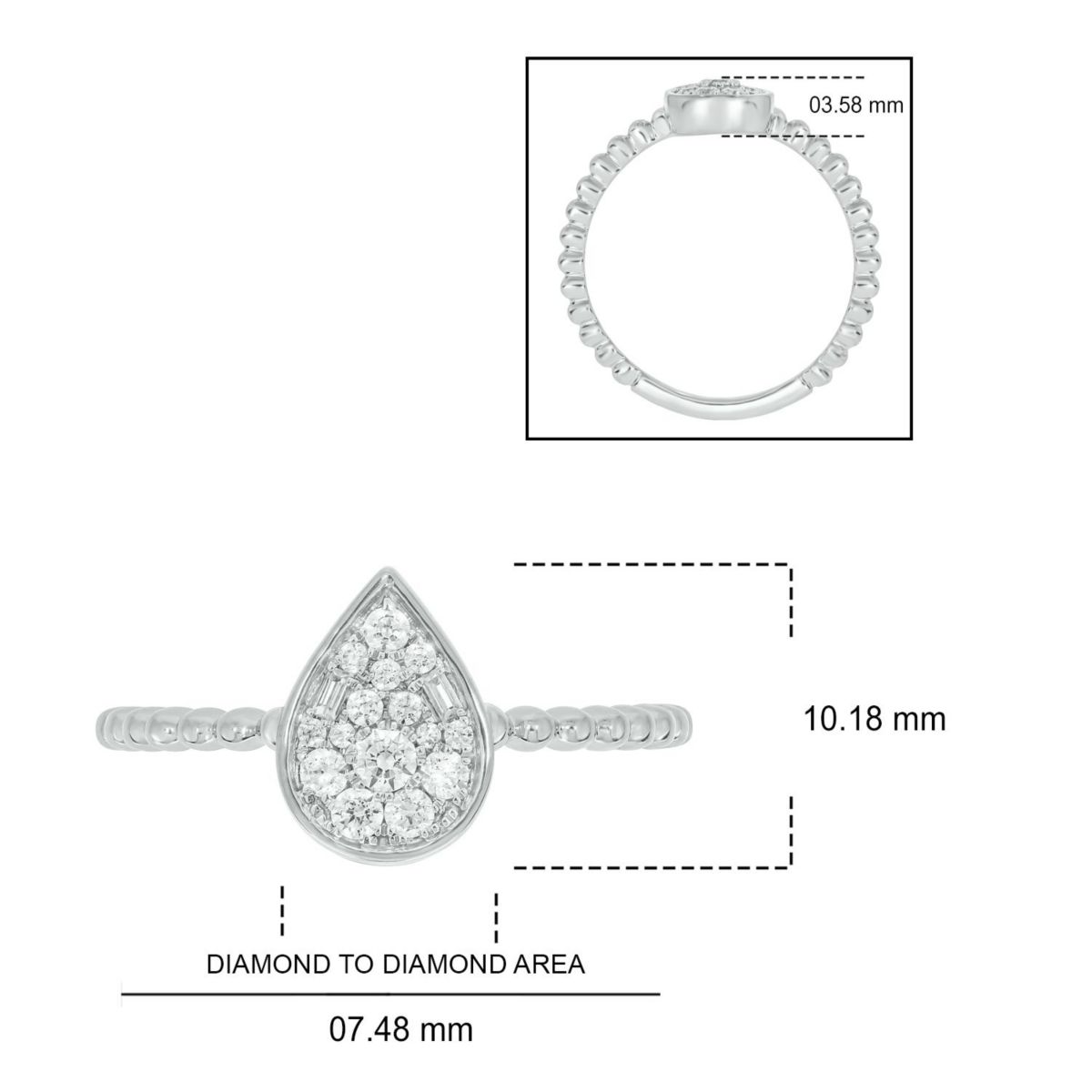 1/5 ct. t.w. Diamond Pear Shape Promise Ring In 10K Gold