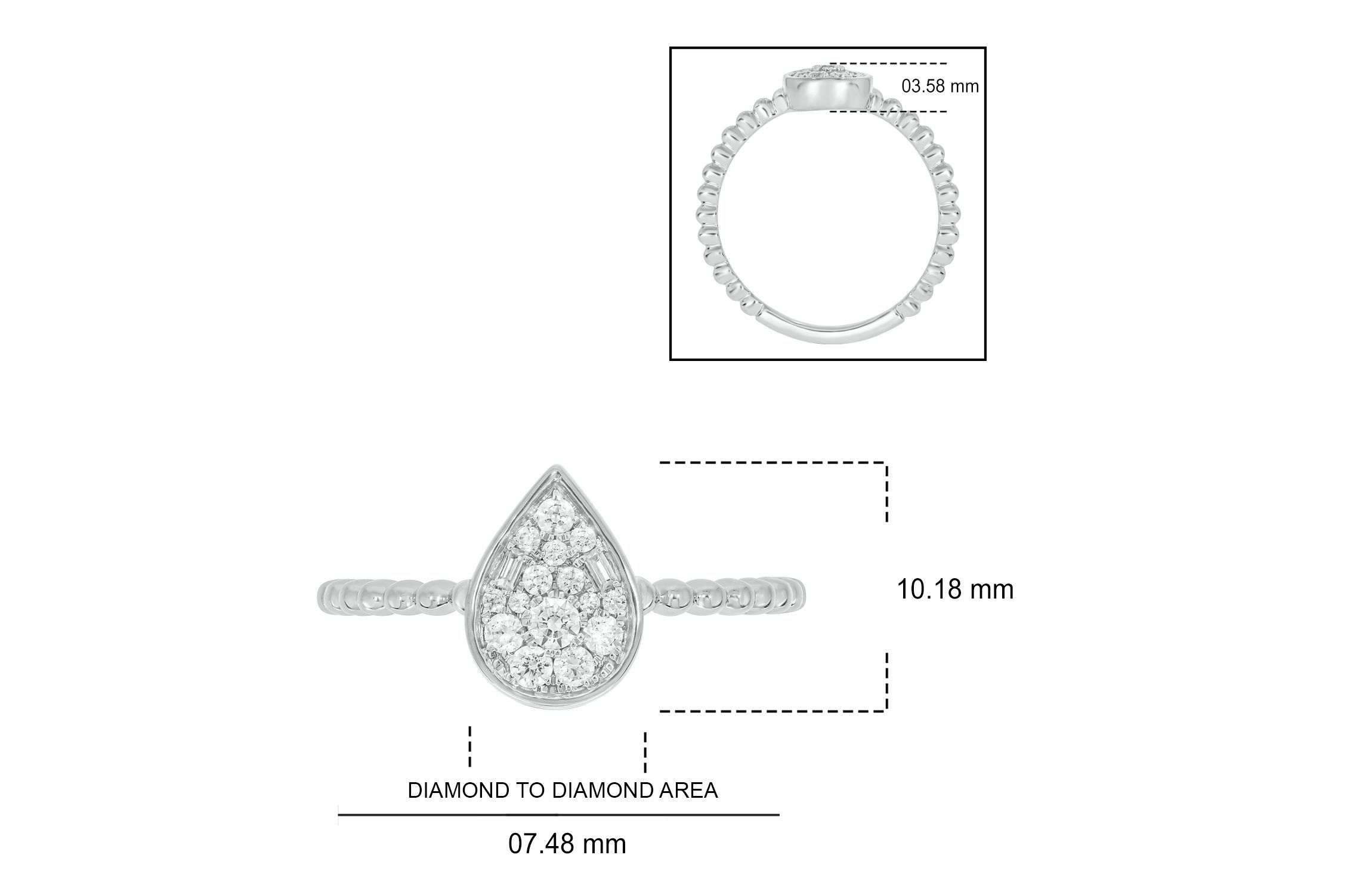 1/5 ct. t.w. Diamond Pear Shape Promise Ring In 10K Gold