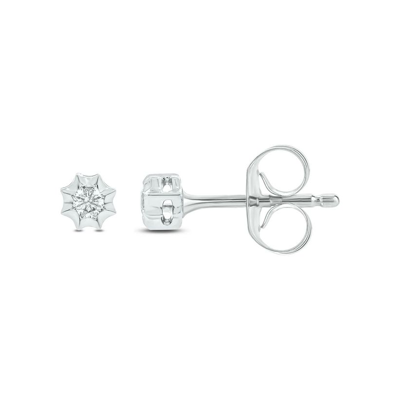 Diamond Accent Solitaire Earring In 14K Gold