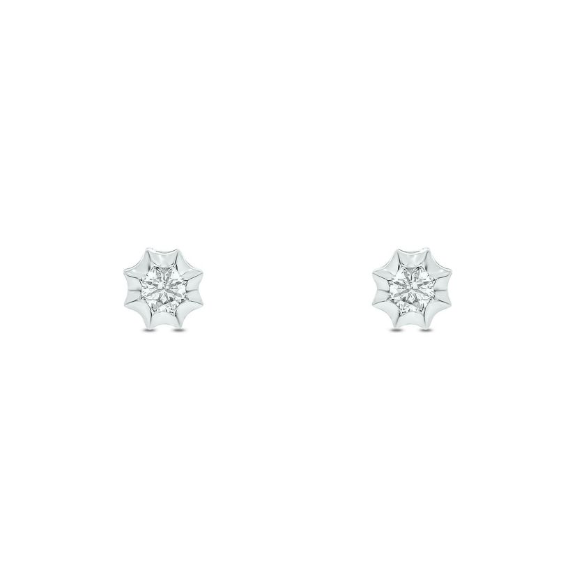 Diamond Accent Solitaire Earring In 14K Gold