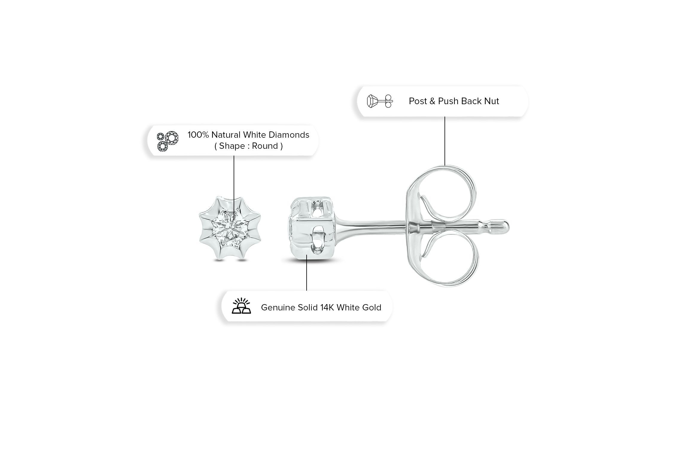 Diamond Accent Solitaire Earring In 14K Gold