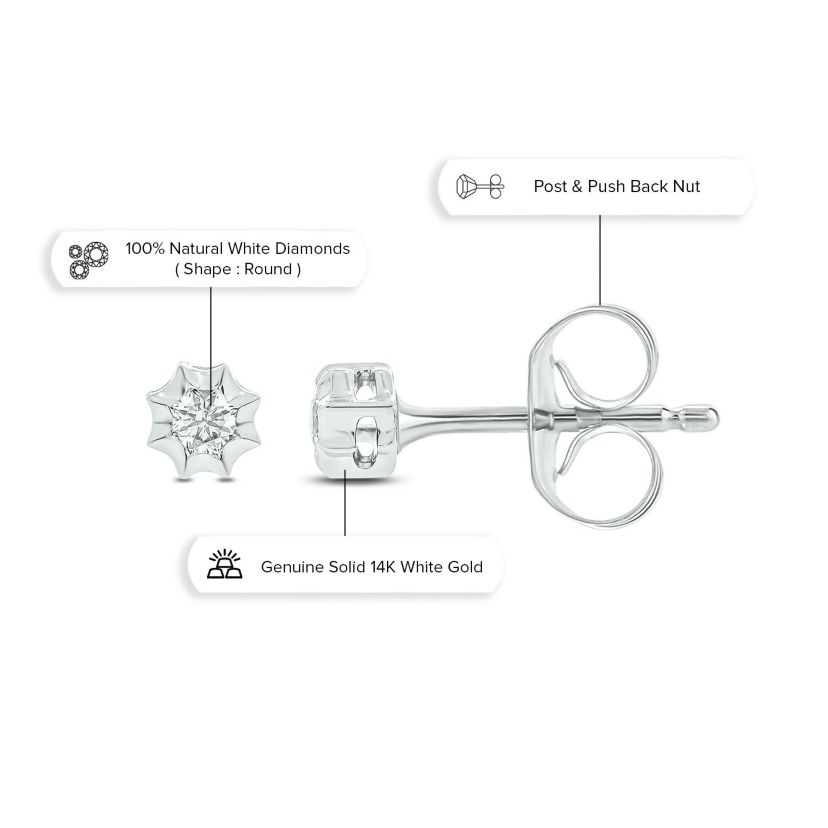Diamond Accent Solitaire Earring In 14K Gold