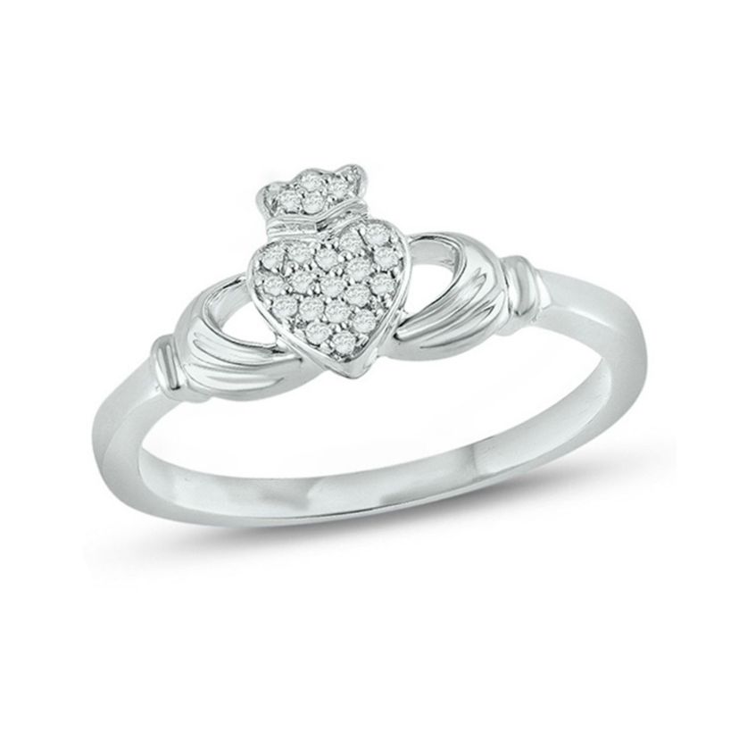 1/10 ct. t.w. Diamond Claddagh Ring In 14K Gold