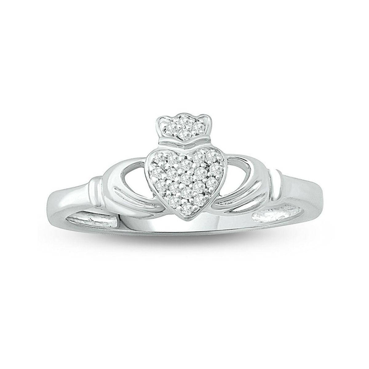 1/10 ct. t.w. Diamond Claddagh Ring In 14K Gold