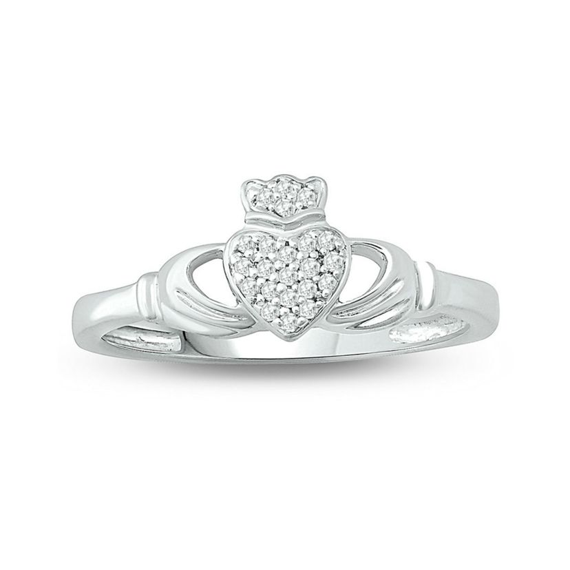 1/10 ct. t.w. Diamond Claddagh Ring In 14K Gold