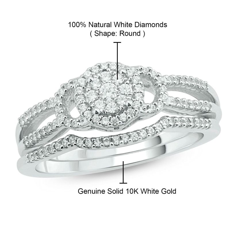 1/3 ct. t.w. Diamond Bridal Ring in 10K White Gold