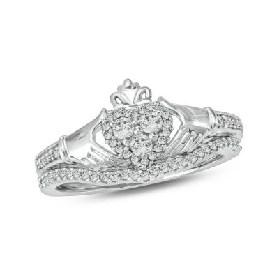 Belk & Co 1/3 Ct. T.w. Diamond Claddagh Bridal Ring In 10K Gold