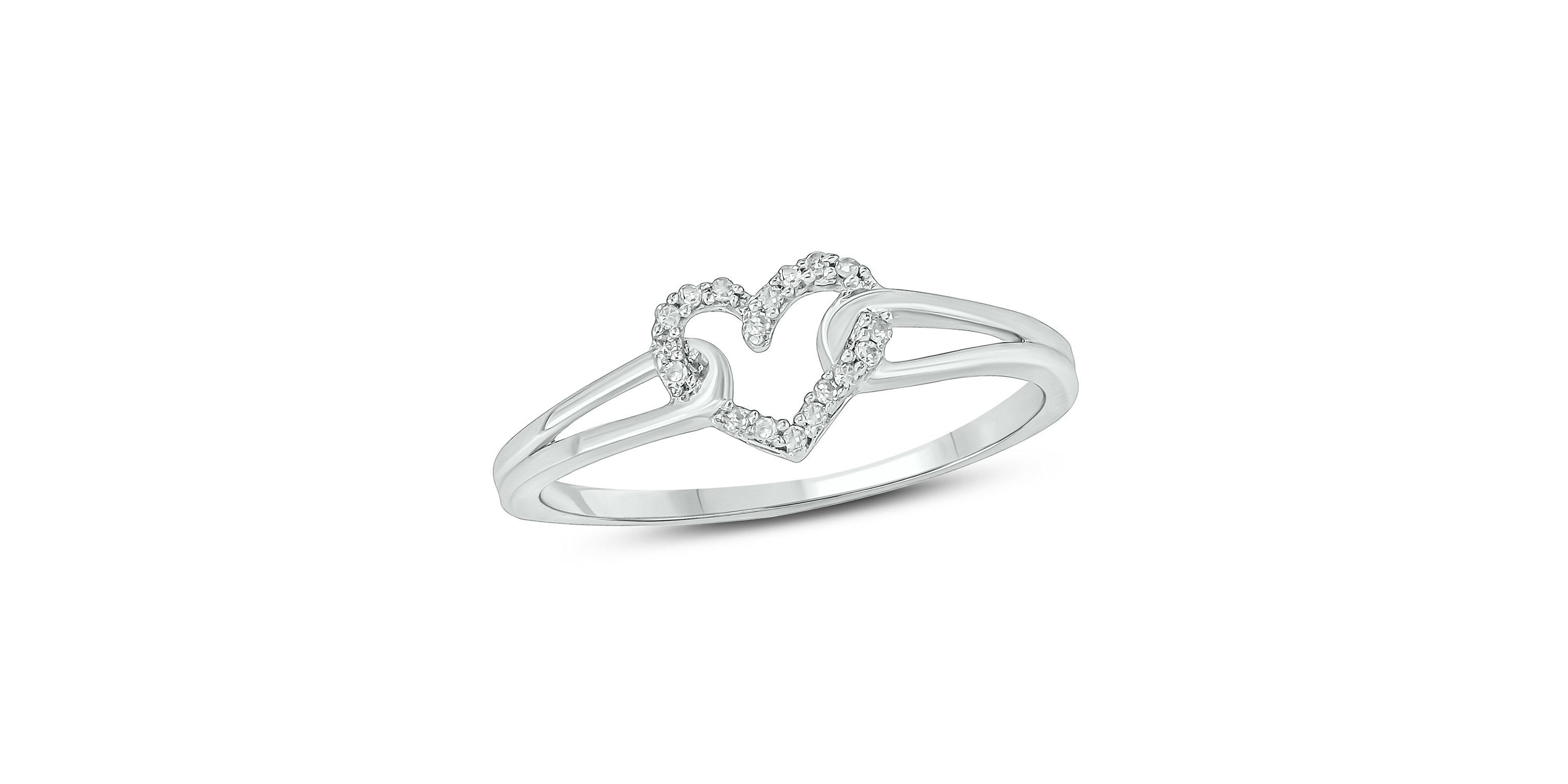 Diamond Accent Heart Anniversary Band Ring in 14K Yellow Gold