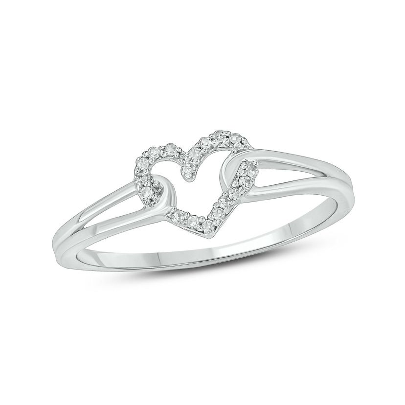 Diamond Accent Heart Anniversary Band Ring in 14K Yellow Gold