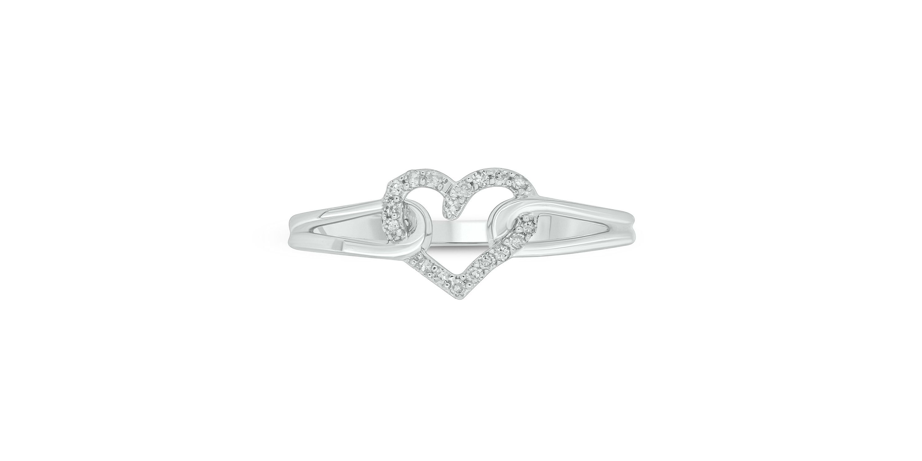 Diamond Accent Heart Anniversary Band Ring in 14K Yellow Gold