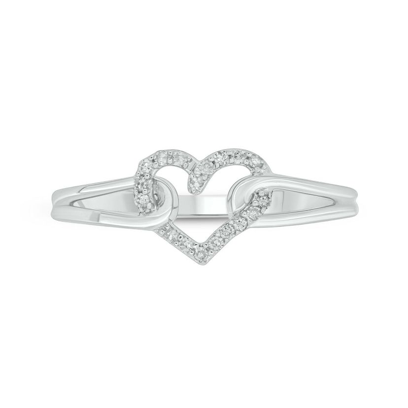 Diamond Accent Heart Anniversary Band Ring in 14K Yellow Gold