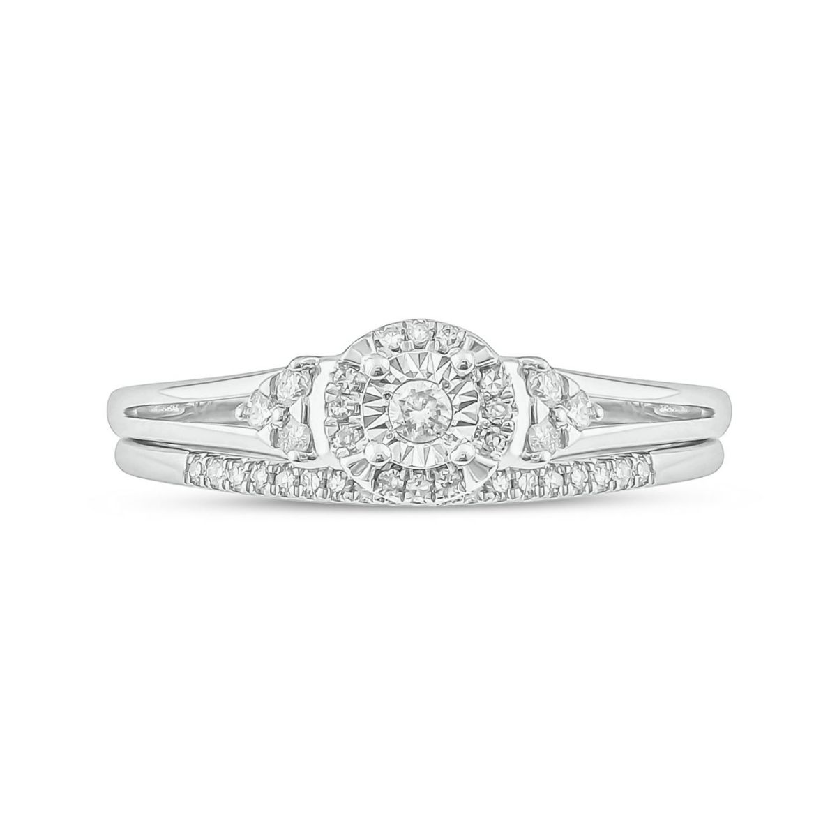 1/4 ct. t.w. Diamond with Miracle Plate Bridal Ring in Sterling Silver