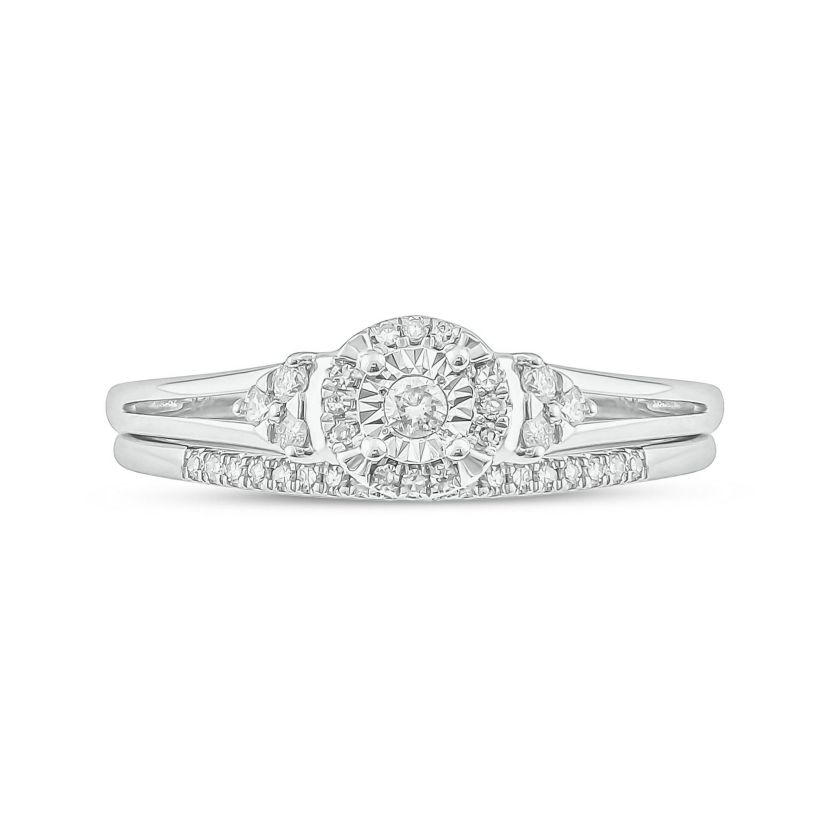 1/4 ct. t.w. Diamond with Miracle Plate Bridal Ring in Sterling Silver