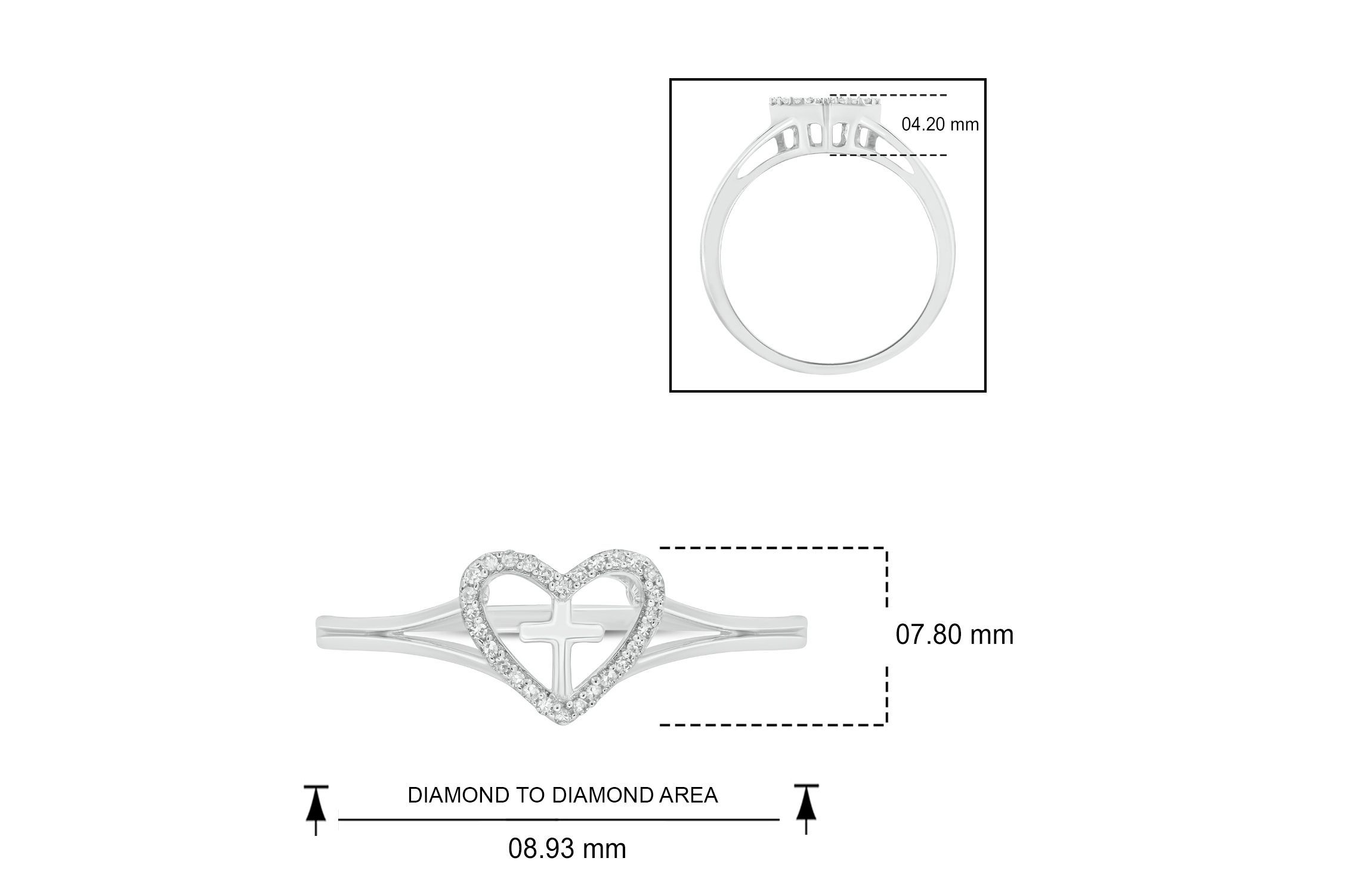 Diamond Accent Heart & Cross Anniversary Band Ring in 14K Yellow Gold