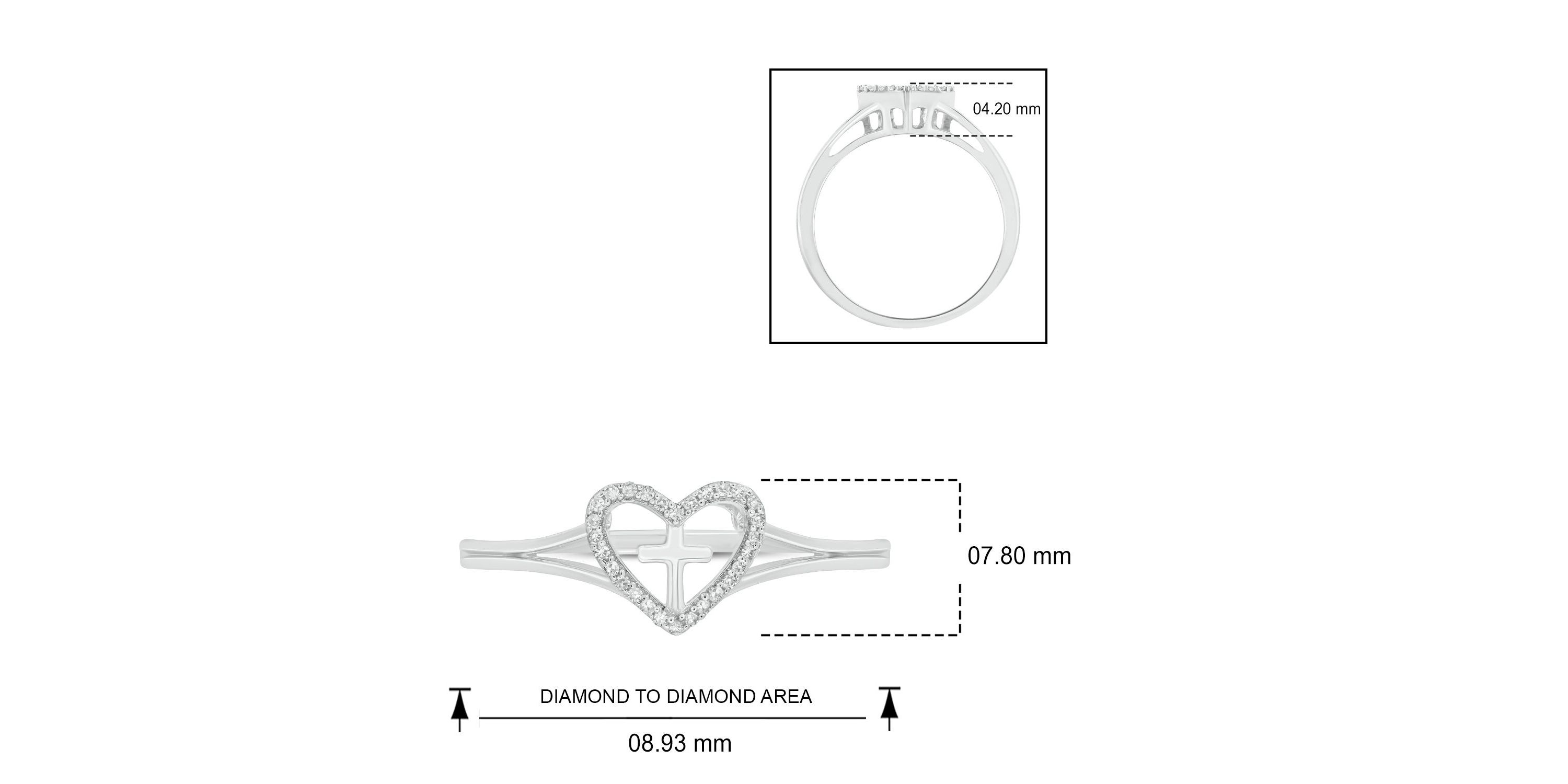 Diamond Accent Heart & Cross Anniversary Band Ring in 14K Yellow Gold
