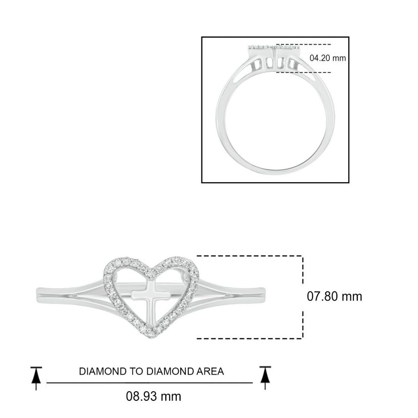 Diamond Accent Heart & Cross Anniversary Band Ring in 14K Yellow Gold