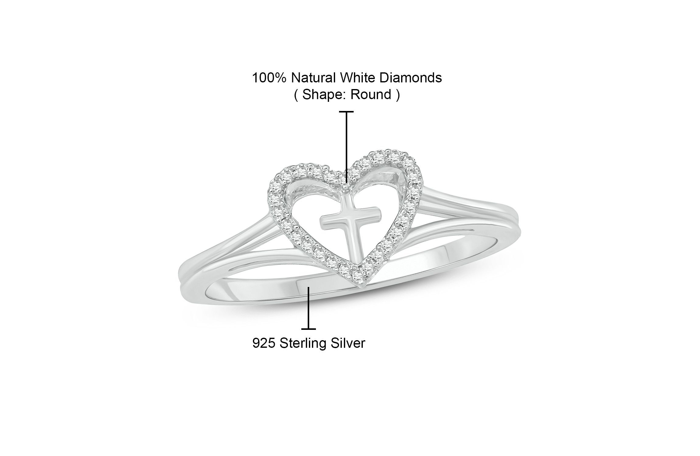 Diamond Accent Heart & Cross Anniversary Band Ring in 14K Yellow Gold