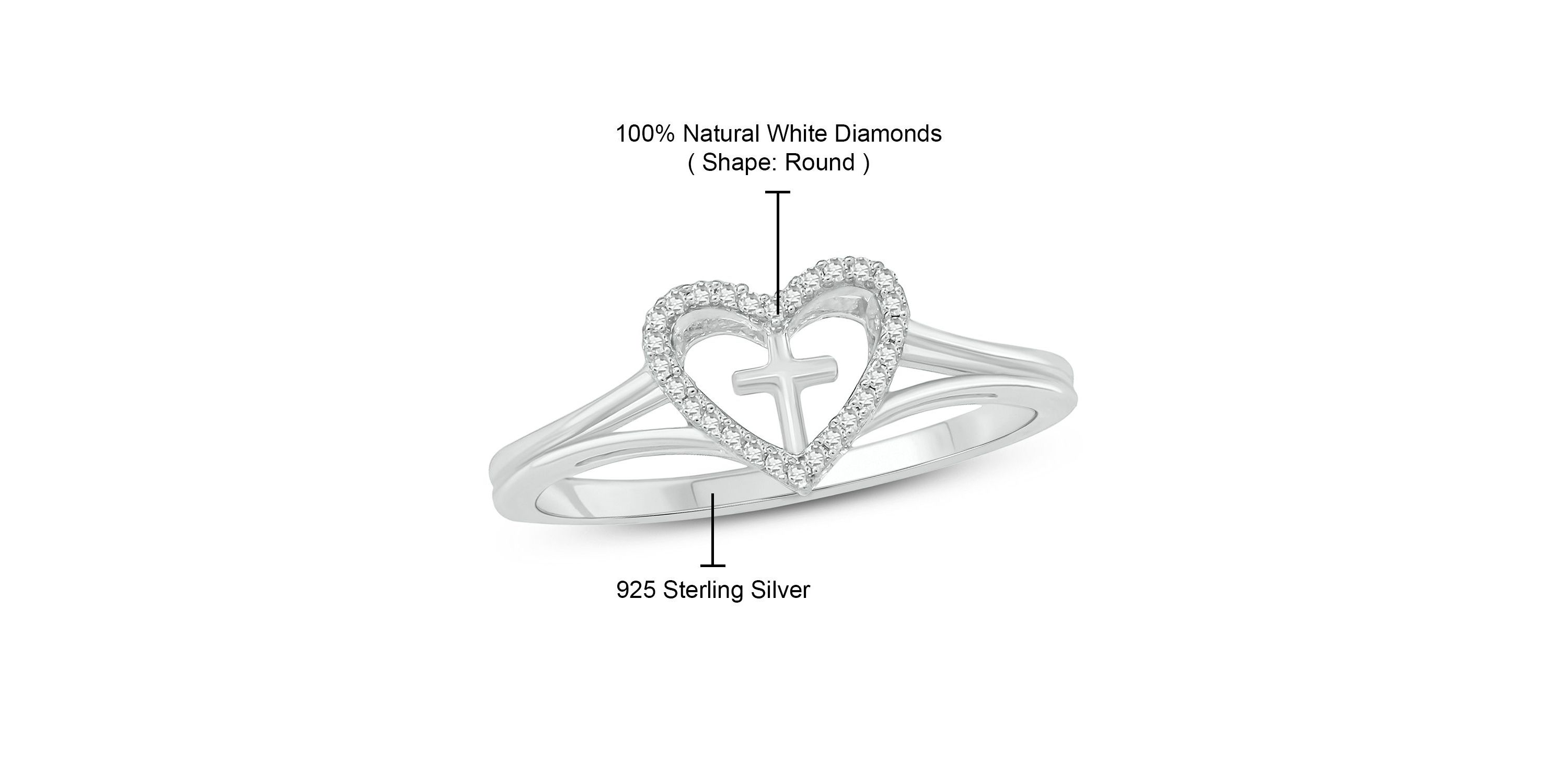 Diamond Accent Heart & Cross Anniversary Band Ring in 14K Yellow Gold